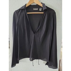 Banana Republic Black Semi Sheer Silk Blouse Sz Small. Y2K, Vampcore Lightweigt